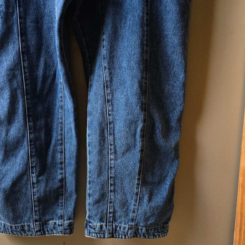Free People Blue Denim V-Neck Utility Jumpsuit
